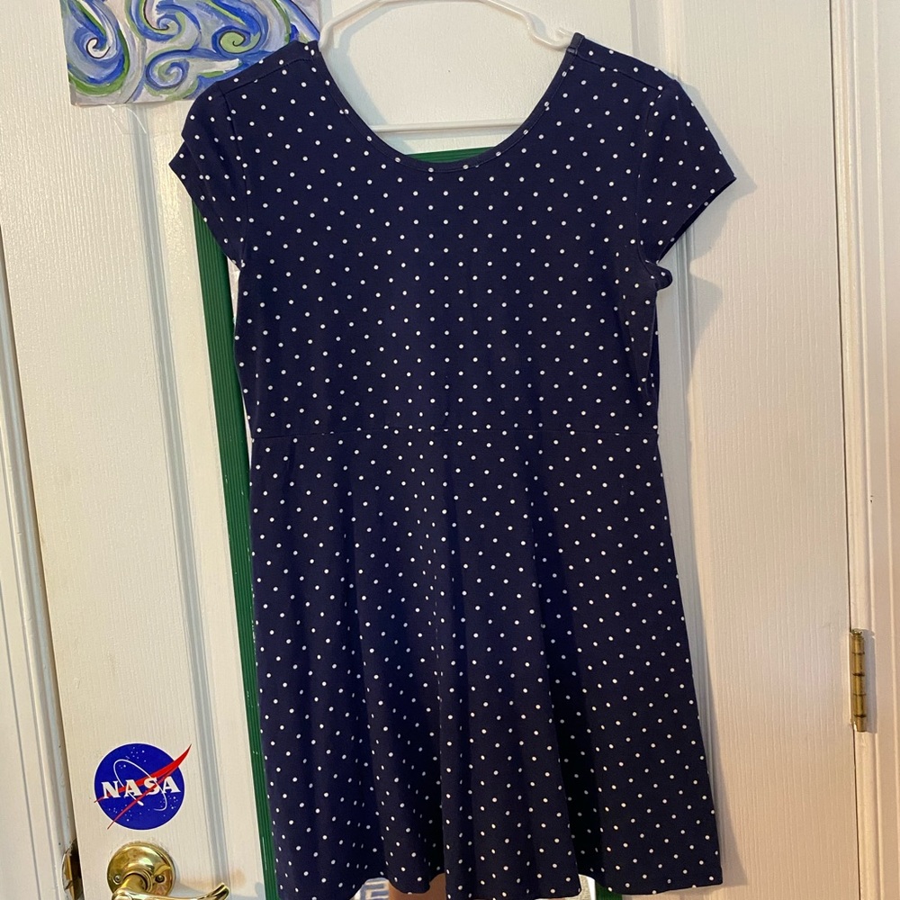 Cute Navy Polka Dot Dress Kids Size XL